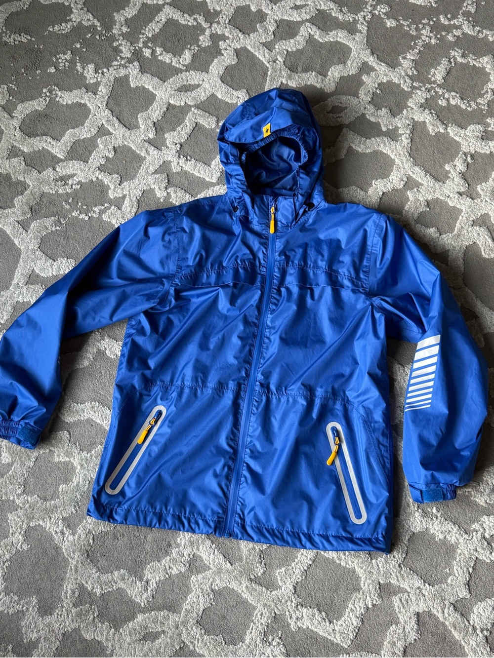 Children's Waterproof Blue Hooded Rain Jacket